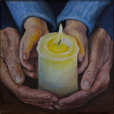 Canvas Print - Hands and Candle